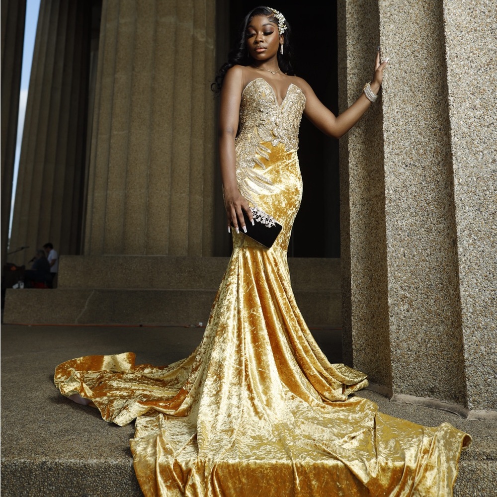 Custom made Gold prom dress